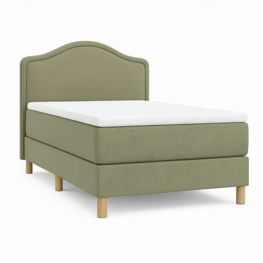 Boxspringbett 160 x 200 cm Salbeigrün mit gewölbtem Kopfteil und Topper